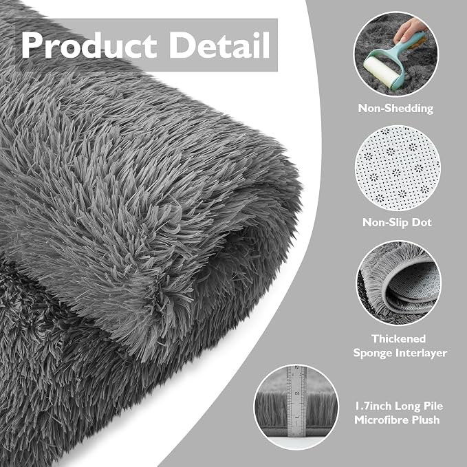 2x3 Fluffy Area Rugs for Bedroom Living Room, Small Soft Shag Fuzzy Rug - Image 3