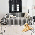 Couch Cover for Dogs Washable Sofa Cover, Sectional Couch Covers, Sofa Covers for 2 Cushion Couch, Non Slip Stripe Sofa Slipcovers Furniture Protector, Couch Protector from Cat Claws, Grey,75''x134''