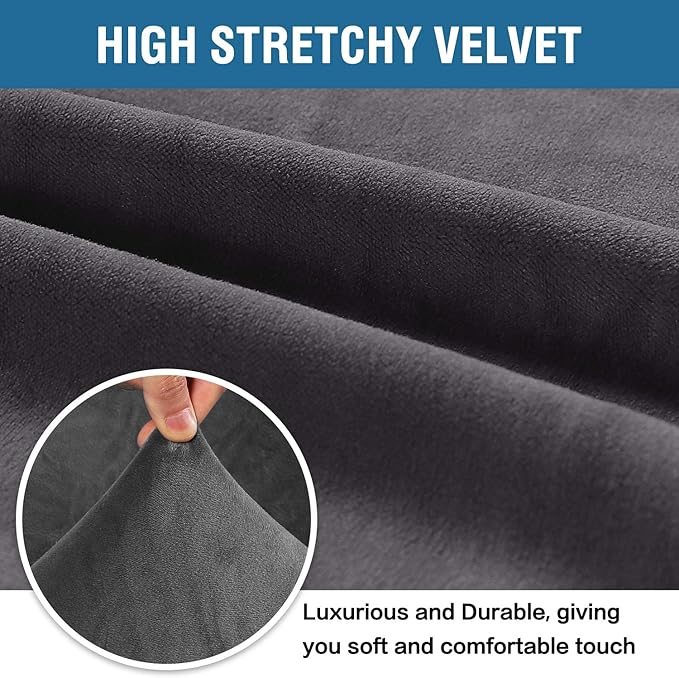 H.VERSAILTEX Stretch Velvet Armchair Cover Couch Covers 1 Cushion Chair - Image 3