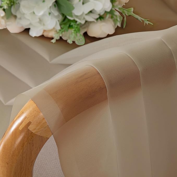 OWENIE Taupe Sheer Curtains 84 inches Long - Image 6