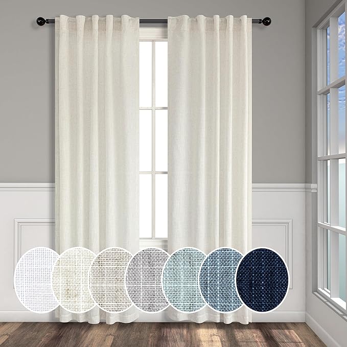 Pitalk Natural Linen Curtains 36 Inch Wide by Pitalk