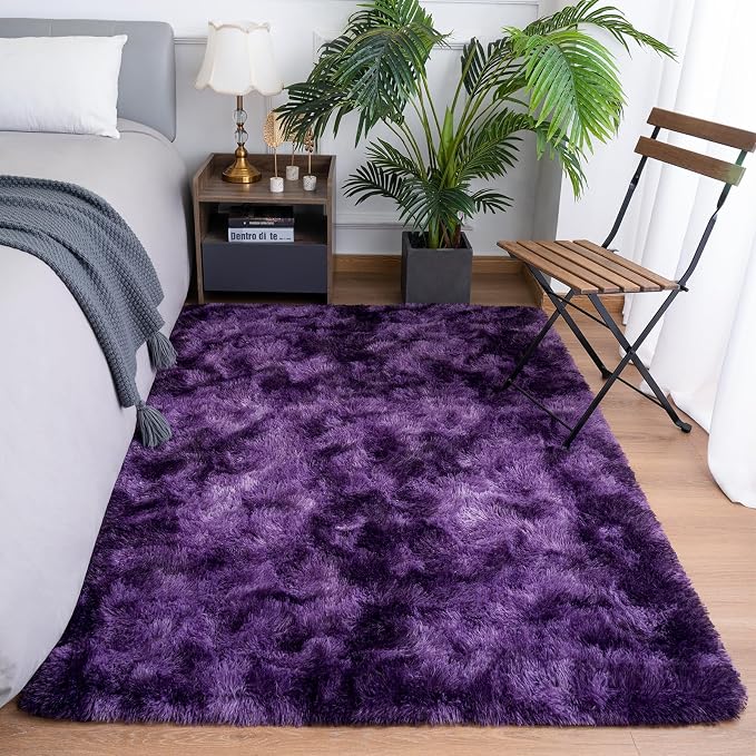 Goideal Fluffy Rug for Bedroom Living Room, 5x7 Purple Area Rugs, Faux Fur Shag - Image 2