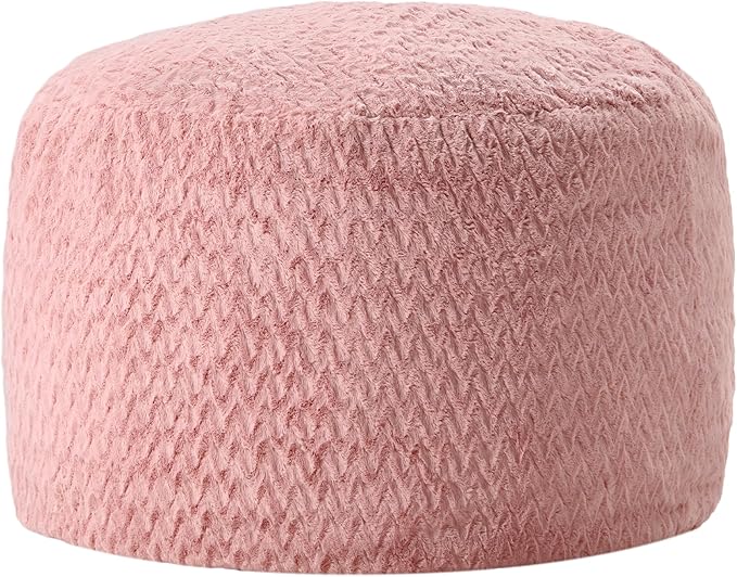 3ft Bean Bag Chairs for Adults Large Beanbag Chair with Chevron Plush Fur Cover Big Bean Bag Chair for Living Room Bedroom Dorm (Pink)