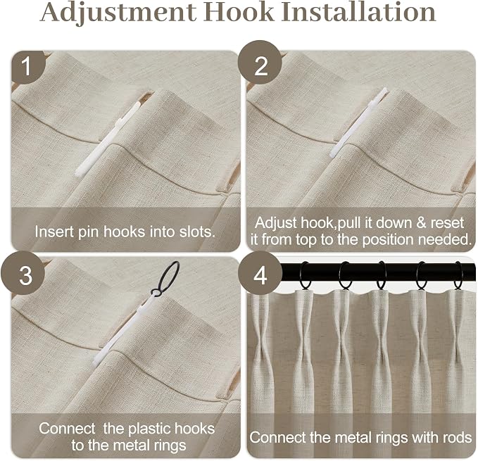 Pinch Pleated Linen Curtains 84 Inch Length 2 Panels Set, Light Filtering Linen - Image 7