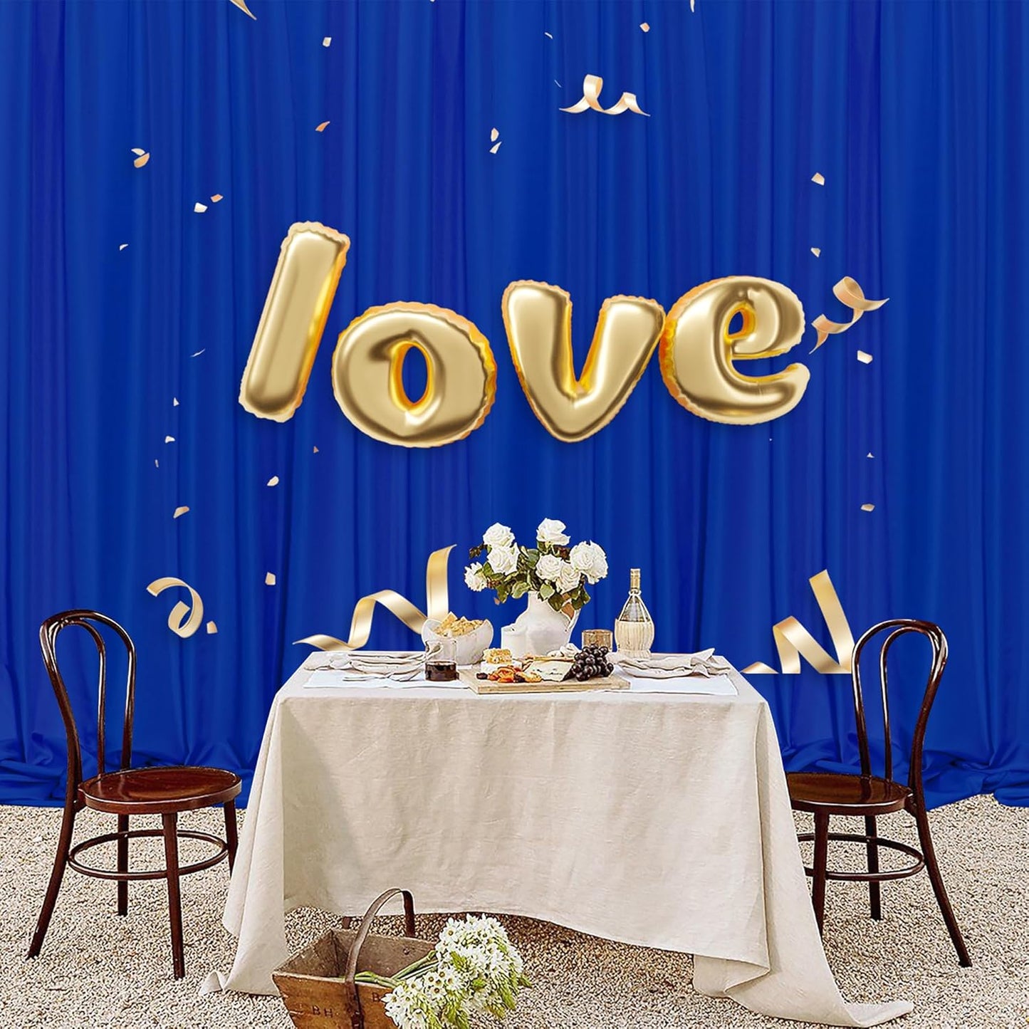 MEETSKY Royal Blue Backdrop Curtains for Parties Blue Curtains Photography Backdrop Drapes for Wedding Birthday Party Baby Showers Rod Pocket Home Sliding Door Decoration, 5ft x 7ft, 2 Panels