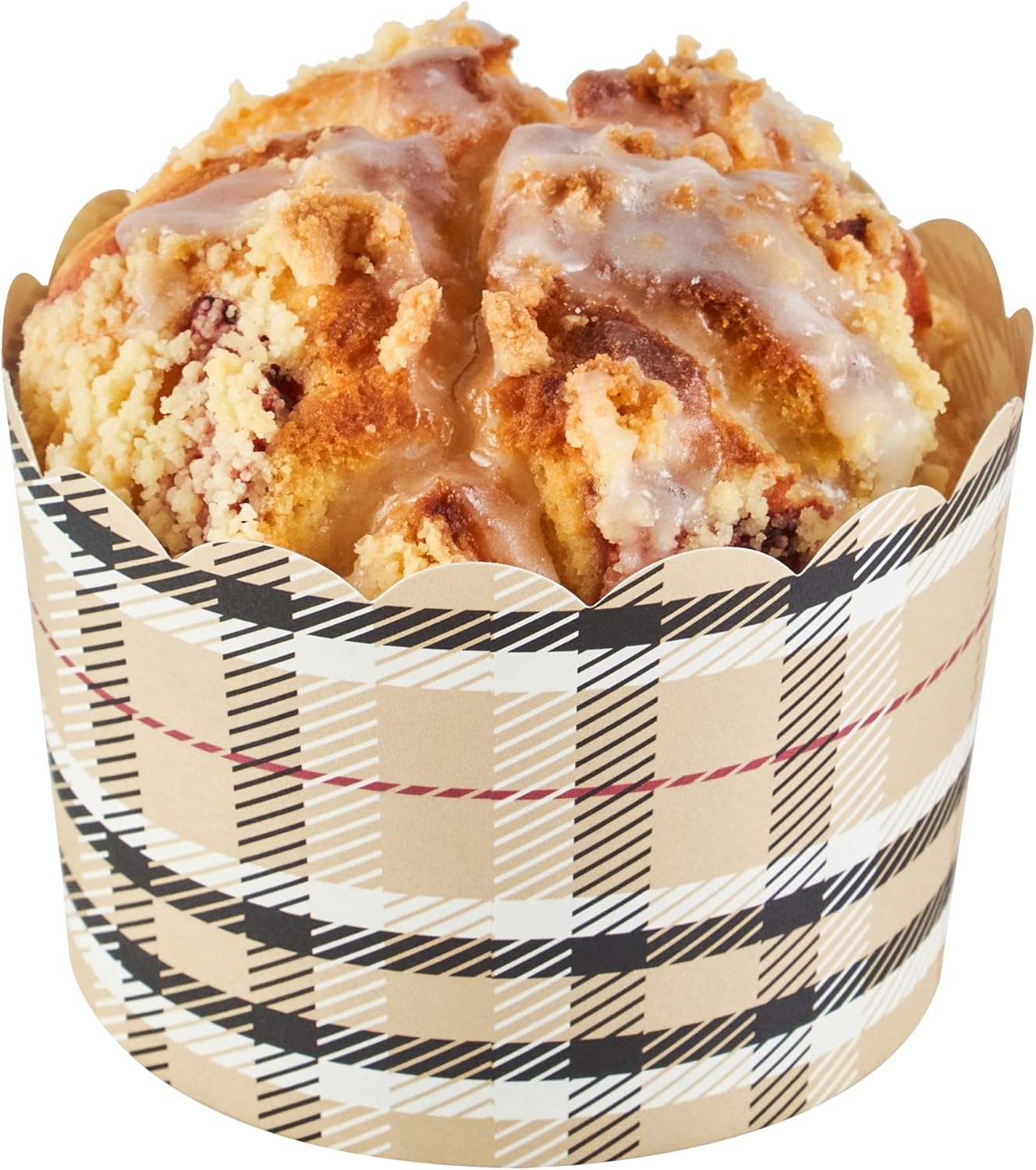 Panificio 10 Ounce Cupcake Wrappers, 200 Scalloped Baking Cups - Oven-Ready, Greaseproof, Plaid Paper Cupcake Liners, Disposable, For Birthdays, Baby Showers, Or Weddings - Restaurantware