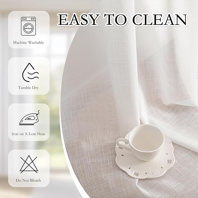 MYSKY HOME Short Curtains for Bedroom Small Windows, Light Filtering Sheer - Image 7