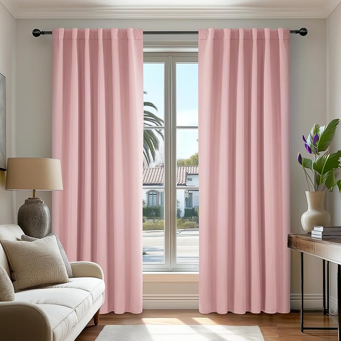 Deconovo Room Darkening Curtains Back Tab and Rod Pocket Curtains Thermal by Deconovo