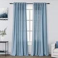 Nanspring Blue Semi Sheer Linen Curtains 90 inch Length by Nanspring