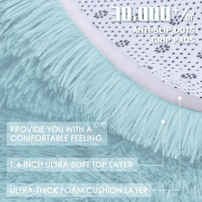 OLANLY 3x5 Machine Washable Small Bedside Rug, Soft Fluffy Shaggy Rugs - Image 8