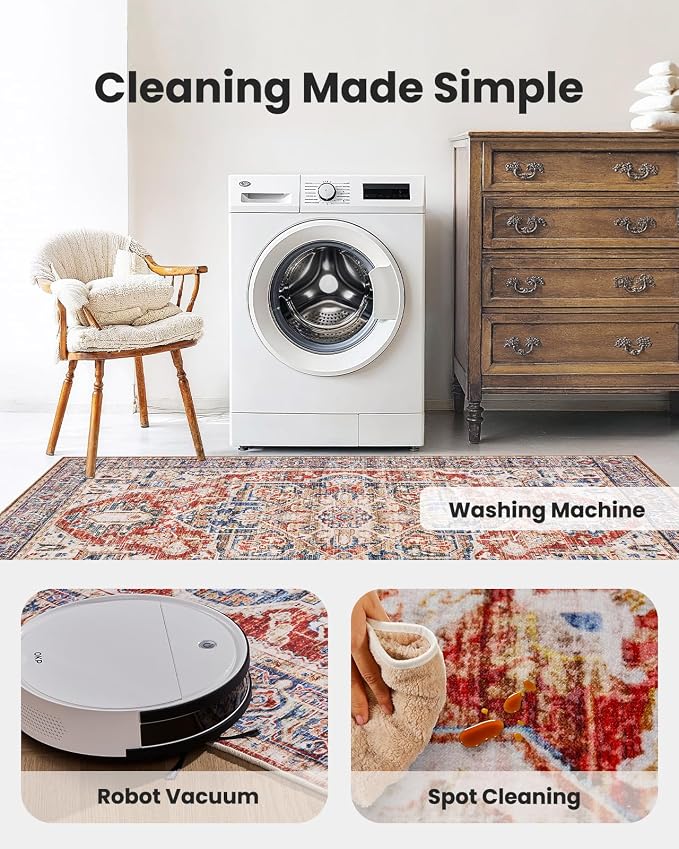AMADA HOMEFURNISHING 5x7 Area Rugs, Washable Living Room Rug Low-Profile - Image 5