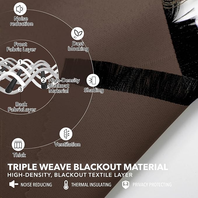 Deconovo Back Tab and Rod Pocket Blackout Curtains, Thermal Insulated Window - Image 3