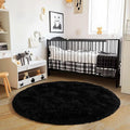 6‘x6’ Black Round Rug for Bedroom, Ultra Soft Fluffy Circle Rug for Kids Girls by Quntue