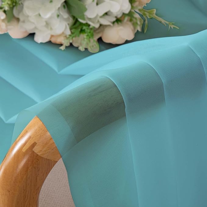 Chyhomenyc Sheer Curtains 54 Inch Long 2 Panels Set, Light Filtering Short Soft - Image 9