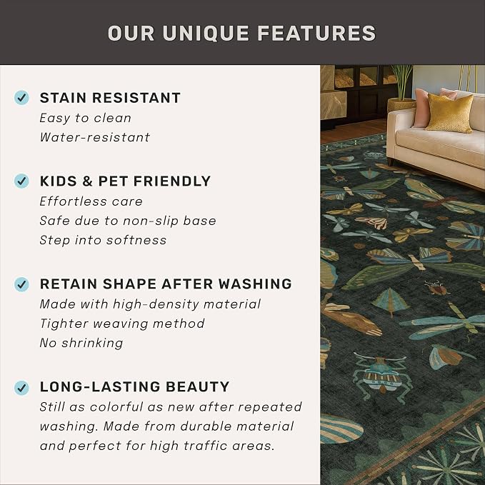 Washable Insect 2x8 Long Runner Rug - Image 6