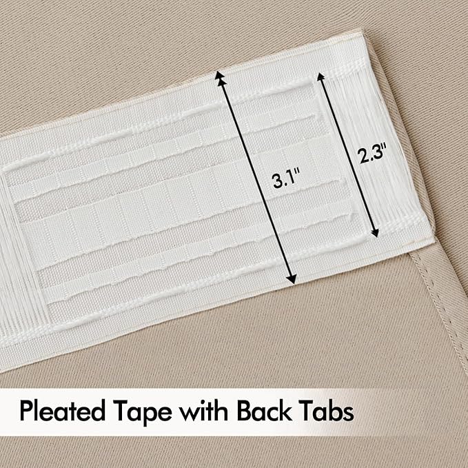 MIULEE Taupe Back Tab Blackout Curtain 96 Inch Long 2 Panels Set - Image 4