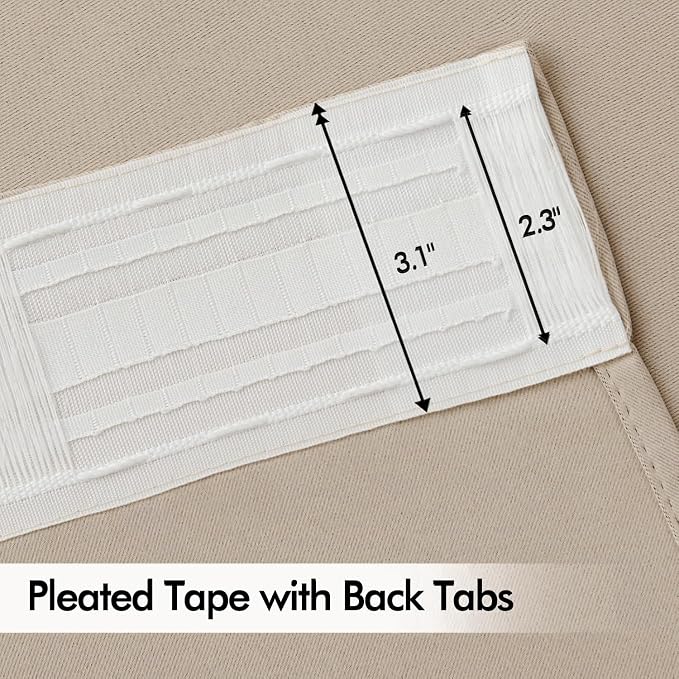 MIULEE Taupe Back Tab Blackout Curtains 90 Inches Long 2 Panels Set - Image 4