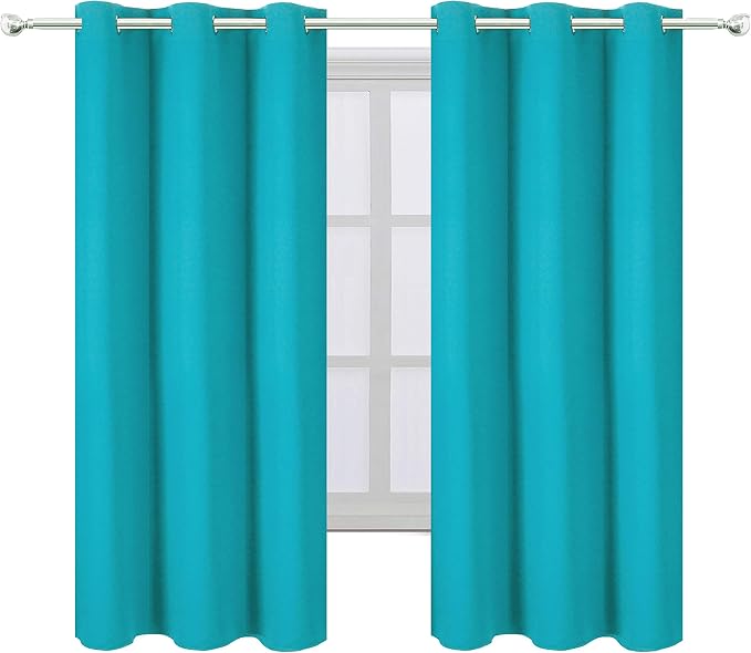 LEMOMO Turquoise/Teal Blackout Curtains/38 x 54 Inch/Set of Two Panels Grommet - Image 2