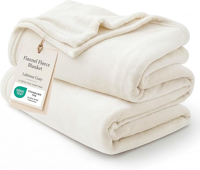 Bedsure GentleSoft Fleece Blanket Twin Size Cream by BEDSURE