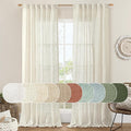 LAMIT Linen Semi Sheer Curtains 96 inch Length 2 Panels Set, Cream Ivory Light by LAMIT