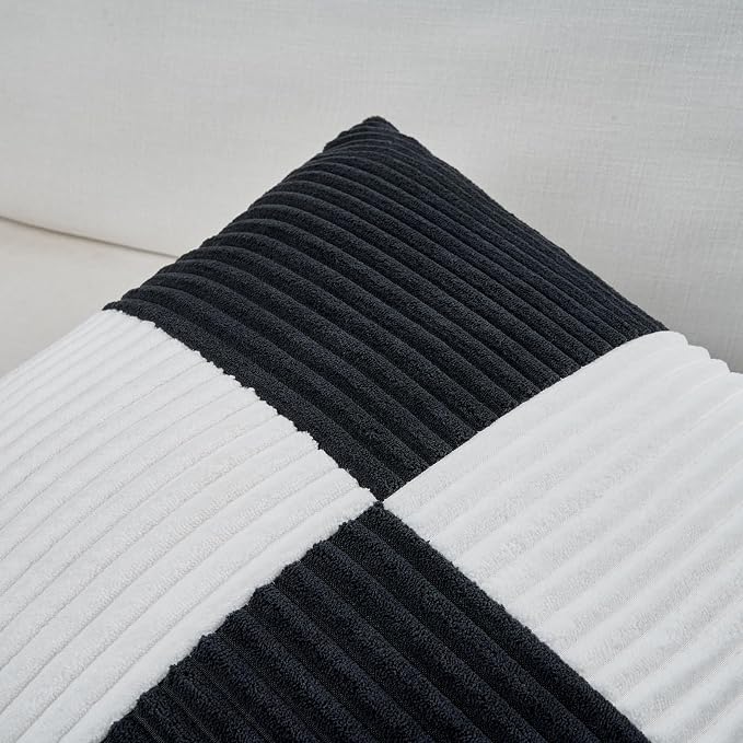 Fancy Homi Set of 2 Black White Decorative Throw Pillow Covers 20x20 Inch - Image 3