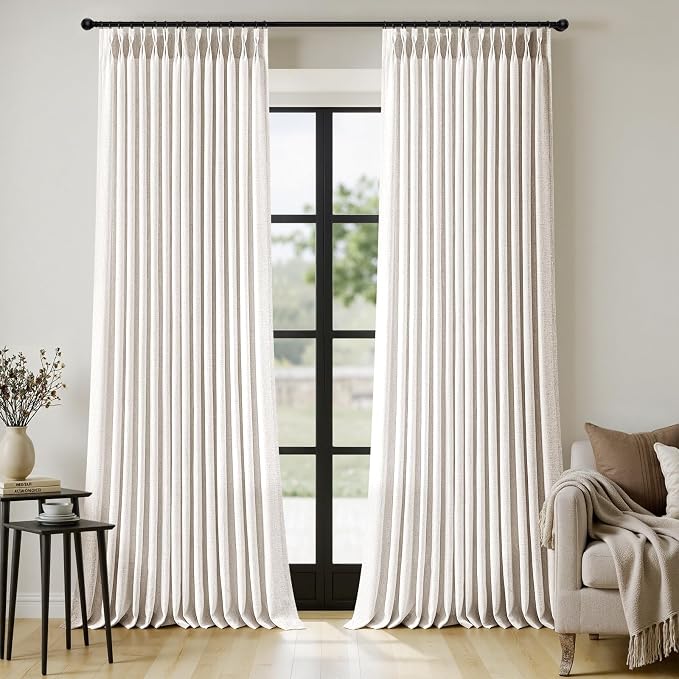 MIULEE Pinch Pleated Thick Linen Curtains 100 Inches Long 2 Panels by MIULEE