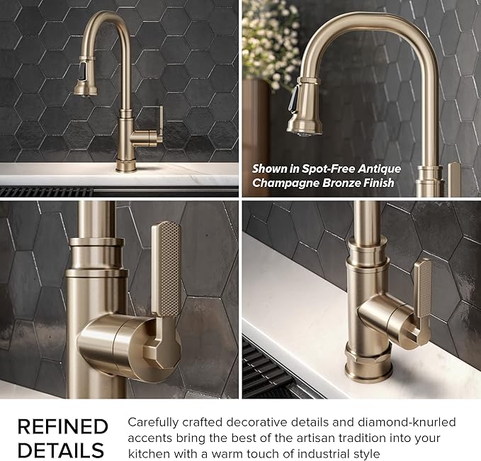 KRAUS Allyn Transitional Industrial Pull-Down Single Handle Kitchen Faucet in Matte Black, KPF-4101MB