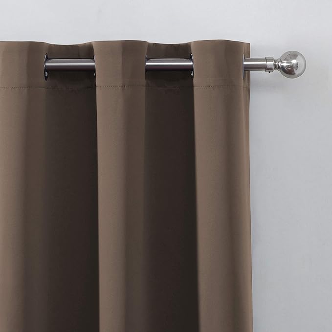 LEMOMO Chocolate Brown Blackout Curtains 52 x 63 Inch Length/Set of 2 Curtain - Image 6