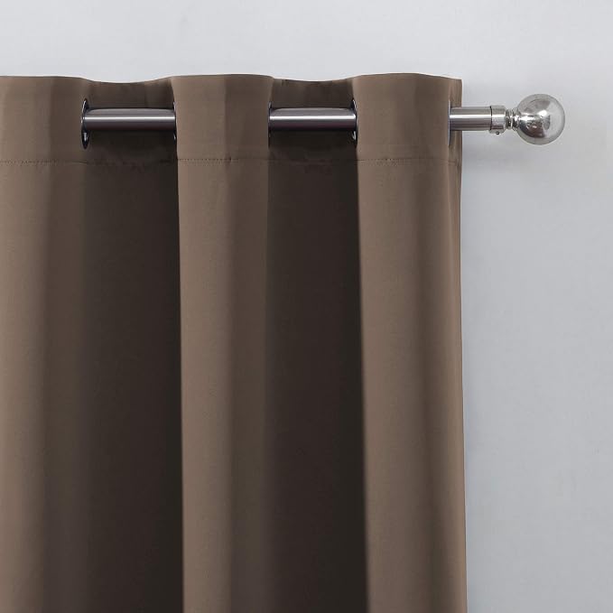 LEMOMO Blackout Curtains 52 x 45 inch/Chocolate Brown Curtains Set of 2 - Image 6