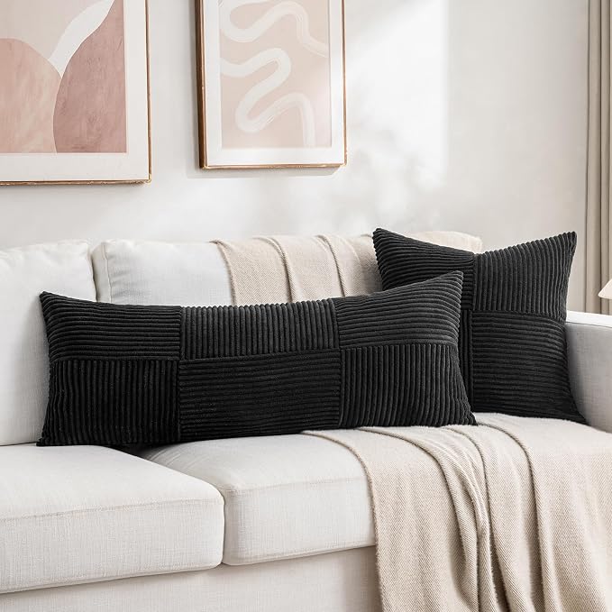 Fancy Homi 2 Packs Black Decorative Throw Pillow Covers 18x18 Inch - Image 6