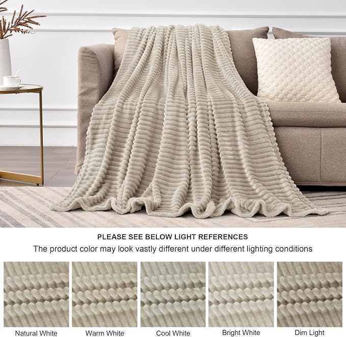 BEDELITE Fleece Blanket Full Size – 3D Ribbed Jacquard Soft and Warm Decorative - Image 5
