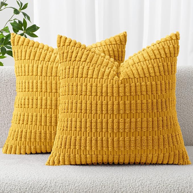 MIULEE Pack of 2 Corduroy Decorative Euro Sham Throw Pillow Covers 26x26 Inch by MIULEE