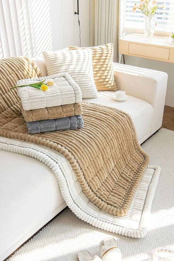 OTOB Couch Covers for Dogs Washable, Non Slip Plush Sofa Cover Kids Pet Friendly Furniture Protector, All Seasons Soft Cozy Fuzzy Sofa Slipcovers Dog Bed Mats (Gray, 31.5" x 63.0'')