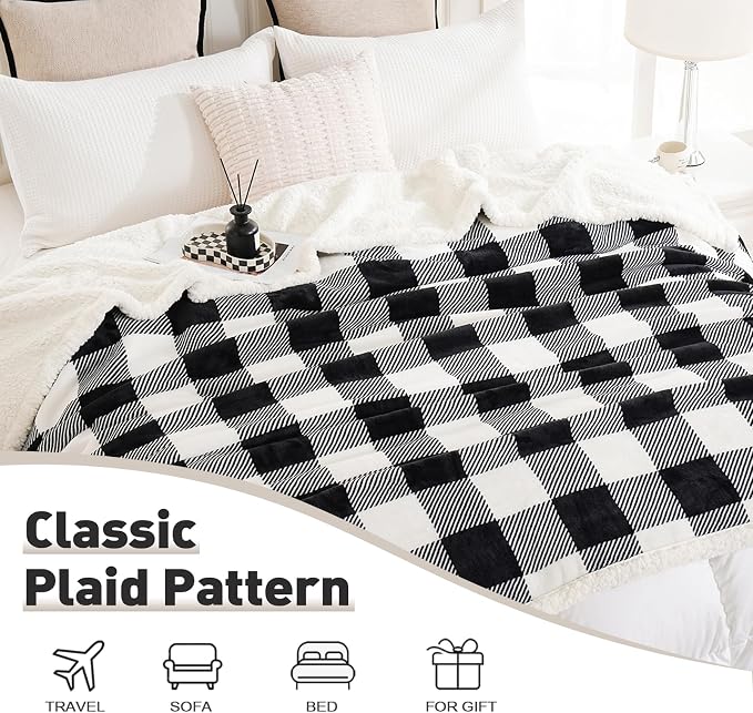 PU MEI Sherpa Fleece Throw Blanket 60" x 80" Reversible Plush Fluffy Large Big - Image 6