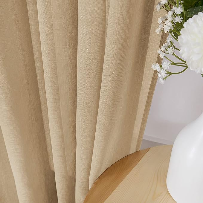 Tollpiz Short Sheer Tier Curtains Linen Textured Half Kitchen Curtain Sheers - Image 3