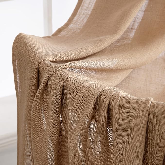 MIULEE Light Brown Linen Curtains 84 Inch Length 2 Panels - Image 6