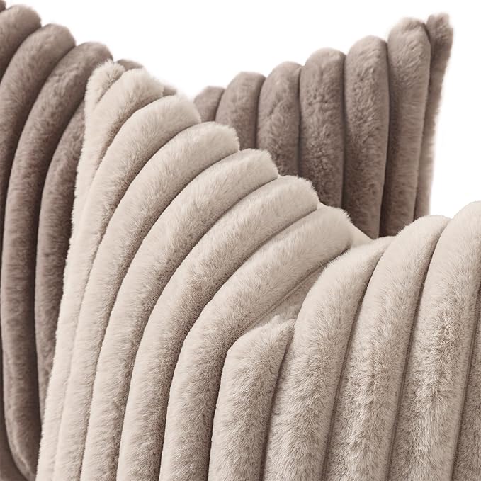 decorUhome Cozy Faux Fur Throw Pillow Covers 20x20 Set of 2 Decorative Soft - Image 2