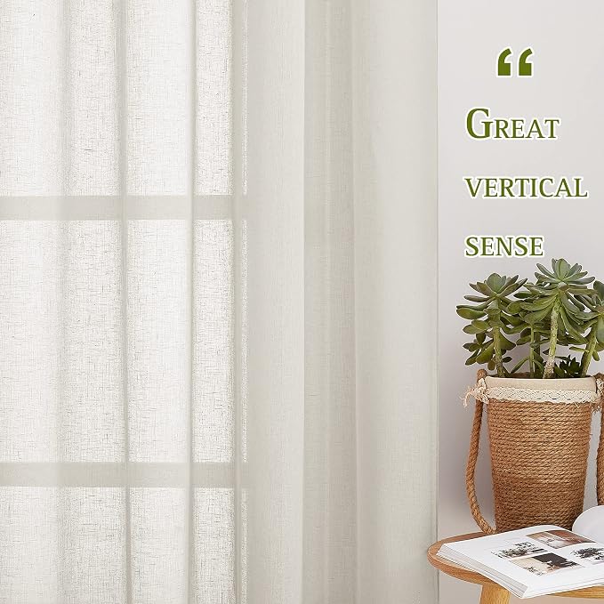 NICETOWN Short Linen Curtains for Kitchen, Grommet Small Window Curtains Linen - Image 5