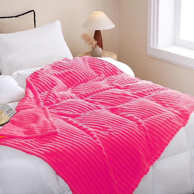 Valentines Day Decorations Hot Pink Fleece Throw Blanket 50”×60” - Image 4