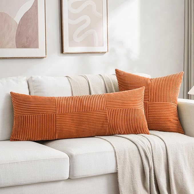 Fancy Homi 2 Packs Burnt Orange Decorative Throw Pillow Covers 22x22 Inch - Image 6