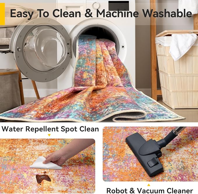 Washable Area Rugs 2'x6' Non-Slip Modern Abstract Soft - Image 6