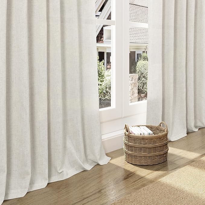 Nanspring Mousse White Linen Curtains 84 Inches Long - Image 5
