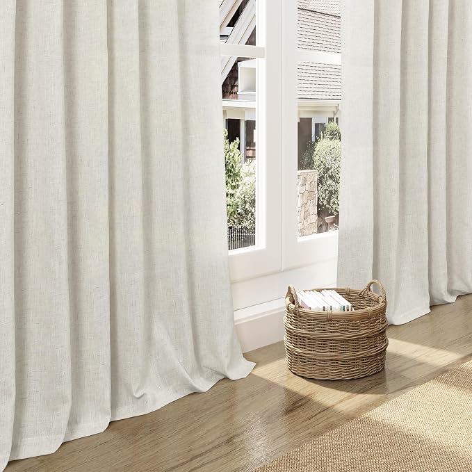 Nanspring Mousse White Linen Curtains 96 Inches Long - Image 5