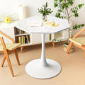 Dining Table for 2-4, 31.5" Kitchen Table with Printed Marble Top, Modern Tables for Dining Room, Living Room, Coffee Bar, White