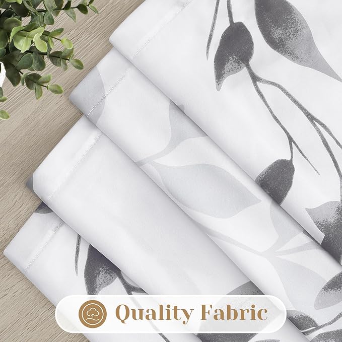 HOMEIDEAS Grey and White Semi Sheer Curtains, 84 Inches Long Light Filtering - Image 4