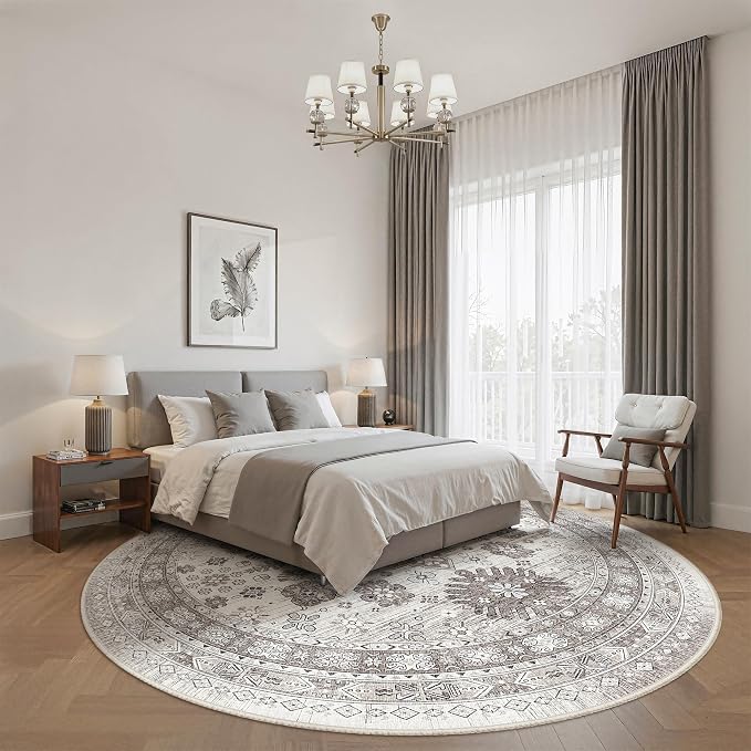 zesthome 9ft Round Rugs for Living Room, Non-Slip Washable Round Area Rugs - Image 8