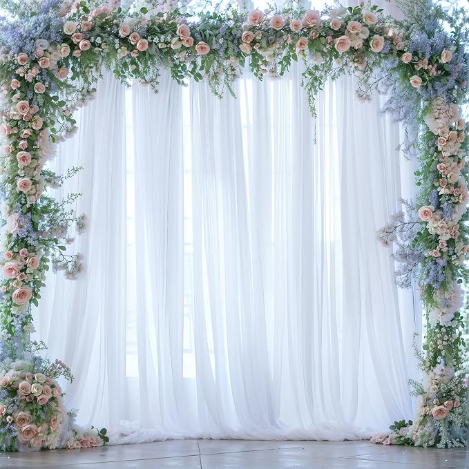 10ft x 12ft White Tulle Backdrop Curtain - Image 8