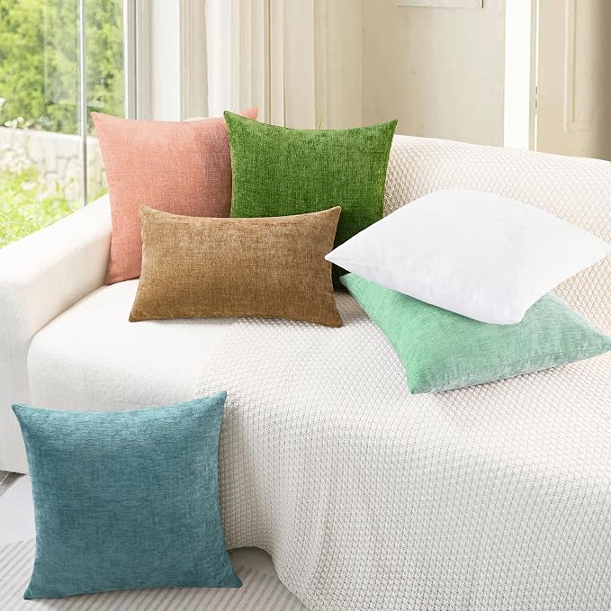 CaliTime Throw Pillow Covers Decorative 26 X 26 Inches Pack of 2 Cozy Chenille - Image 4