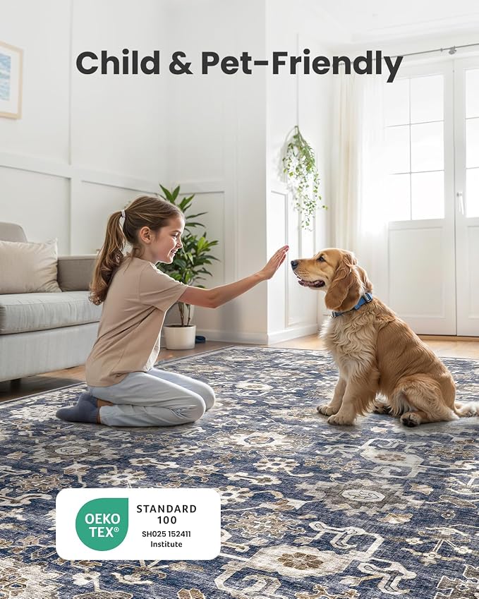 AMADA HOMEFURNISHING 2'6"x10' Washable Area Rug, Low-Profile Entryway Rug - Image 4