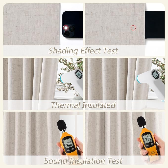 Guken 100% Blackout Curtains 96 Inch Length 2 Panels Set - Image 5